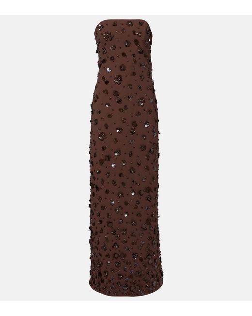 Jonathan Simkhai Brown Serafina Embellished Bustier Gown