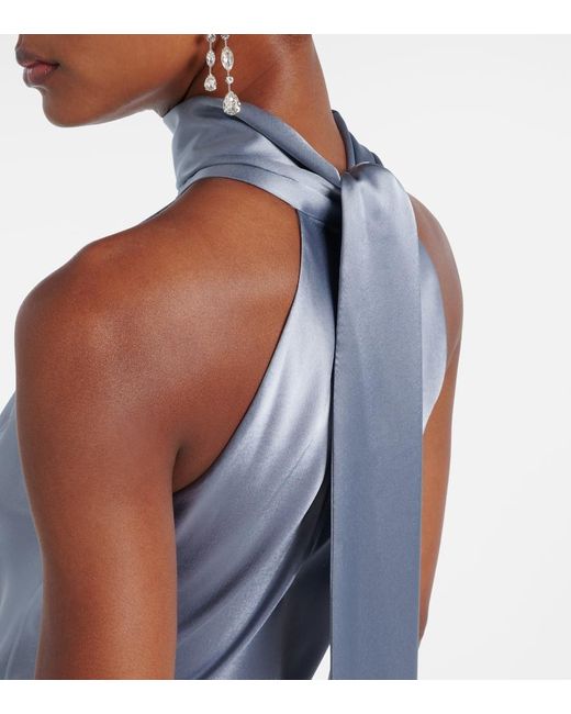 Galvan Blue Sienna Halterneck Satin Gown