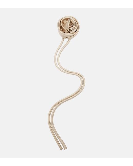 Max Mara White Moschea Floral-Applique Satin Brooch