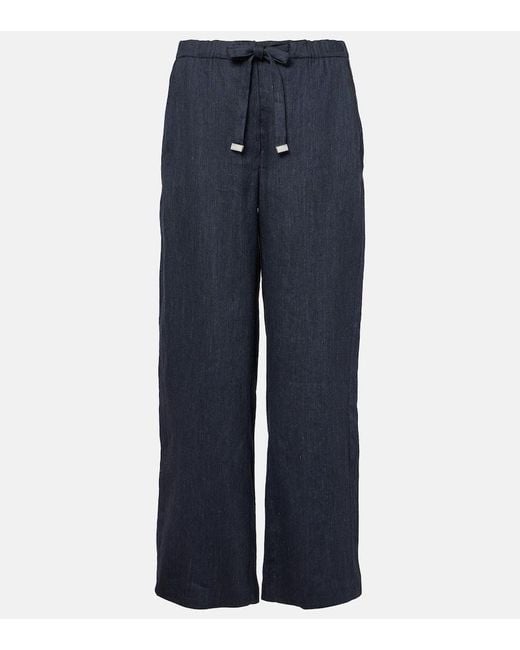 Max Mara Blue Max Mara Aris Linen-Blend Straight Pants
