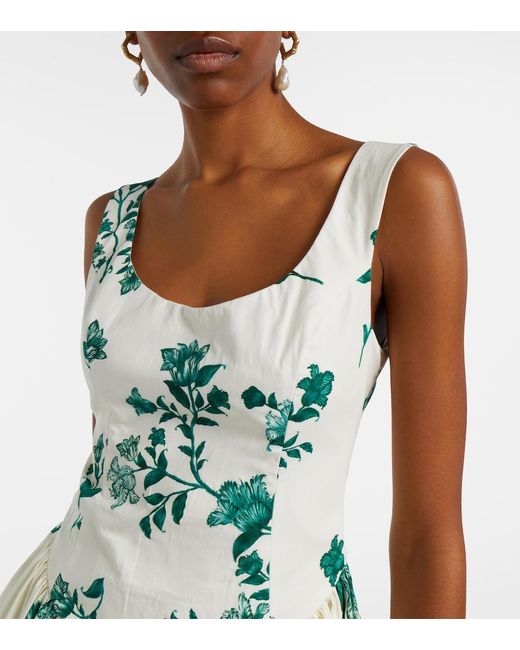 Agua Bendita Green Pluma Floral Cotton Minidress