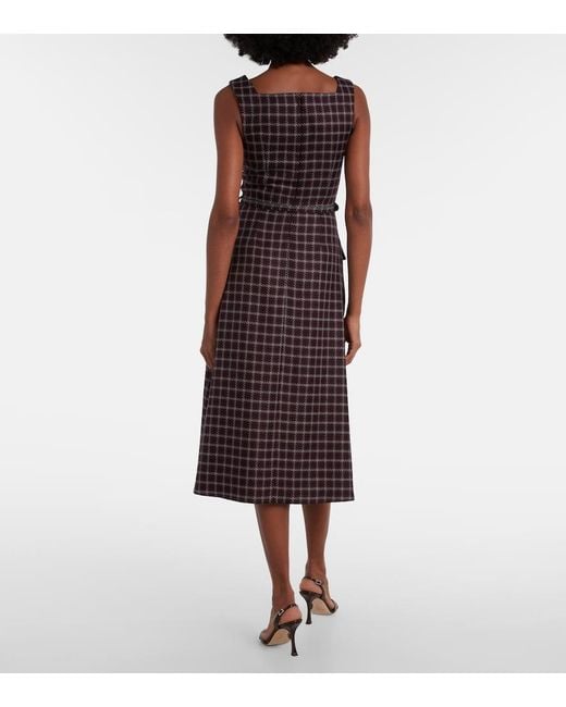 Robe Midi Petra En Laine Melangee A Carreaux Emilia Wickstead en coloris Purple