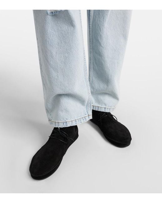 The Row Black Tyler Suede Ankle Boots