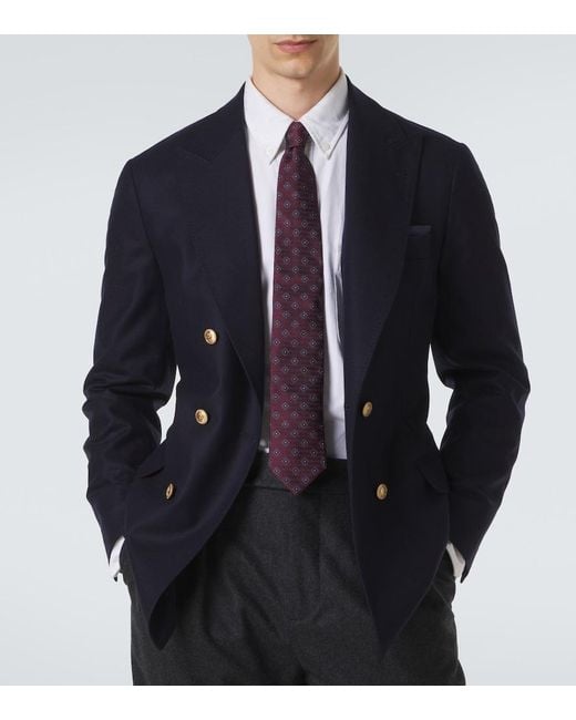 Brunello Cucinelli Purple Silk Jacquard Tie for men