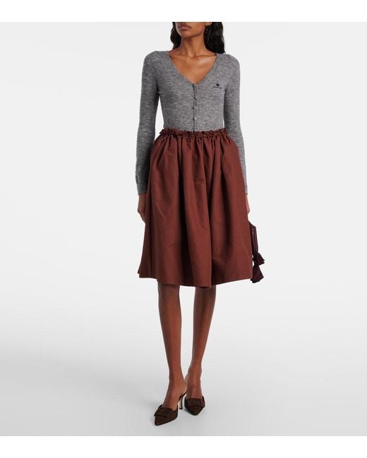 ShuShu/Tong Gray Logo Wool-Blend Bodysuit
