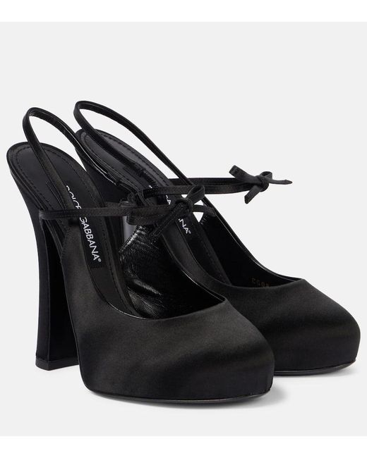 Escarpins A Plateforme Vally En Satin Dolce & Gabbana en coloris Black