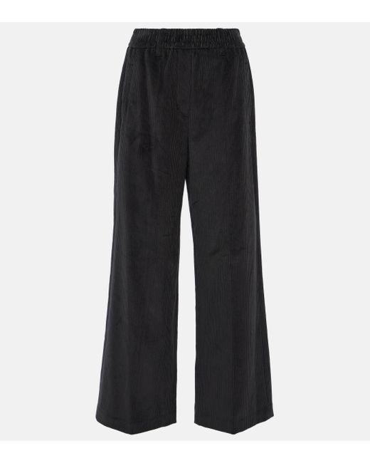 Pantalon ample en velours cotele Brunello Cucinelli en coloris Black