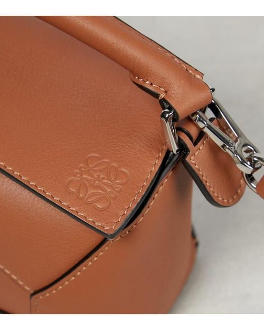 Loewe Brown Puzzle Edge Mini Leather Top-Handle Bag
