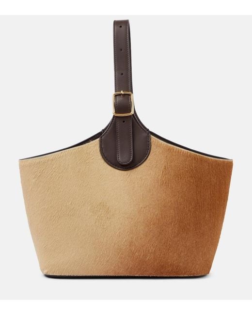 Loro Piana Brown Bobbin Calf Hair Bucket Bag