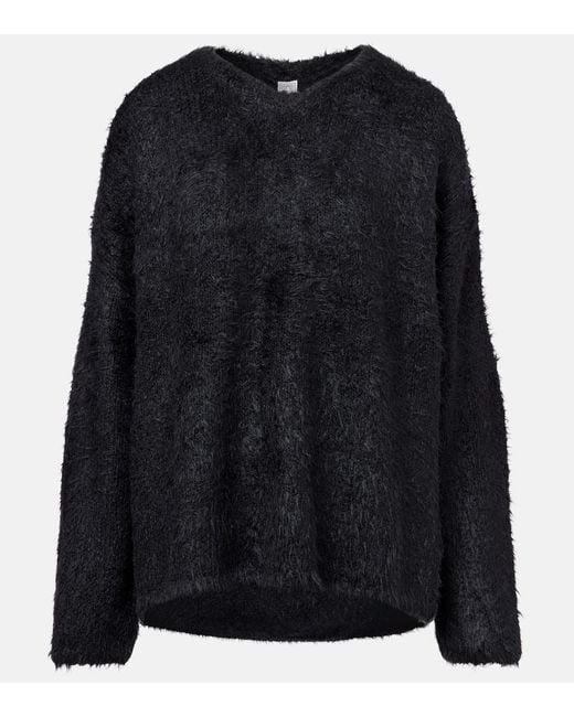 Totême  Black Oversized Silk Sweater