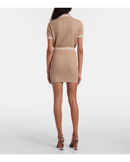 Alessandra Rich Natural Cable-Knit Cotton Miniskirt