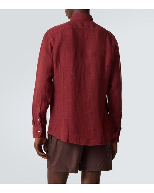 Fedeli Red Nick Linen Shirt for men