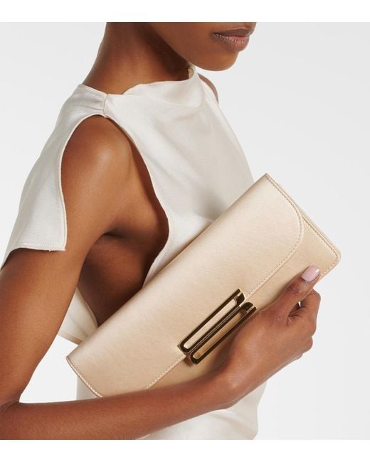 Victoria Beckham Natural Dorian East-West Satin Clutch