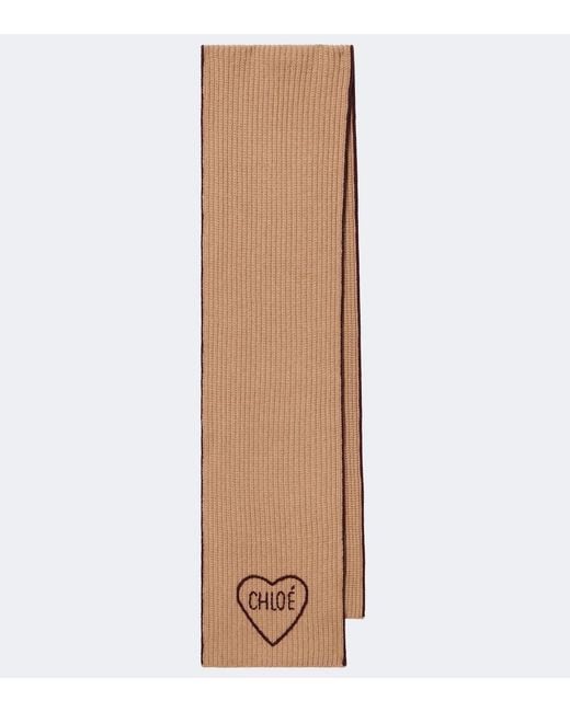 Chloé Brown Encour Wool And Cashmere Scarf