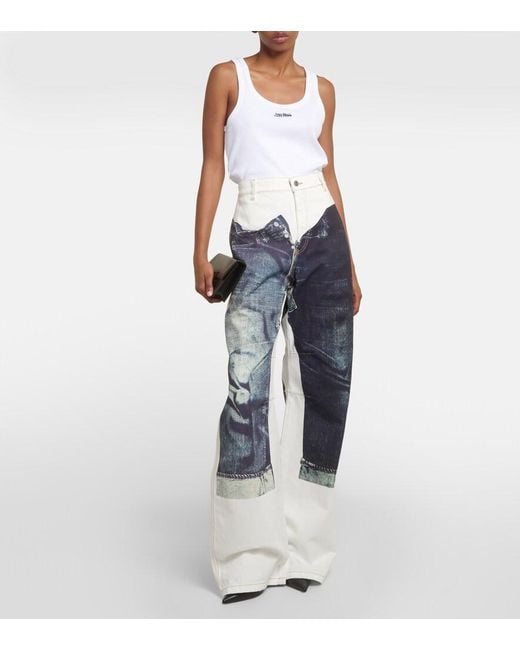 Jean Paul Gaultier Blue Tattoo Collection Trompe L'Oeil Wide-Leg Jeans
