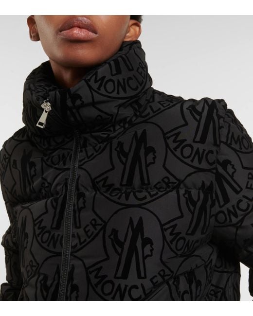 Moncler Black Merle Logo Printed Down Jacket