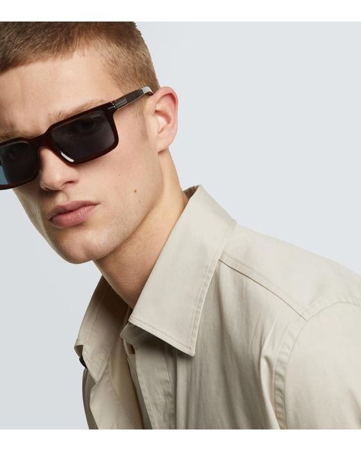 Zegna Blue Rectangular Sunglasses for men