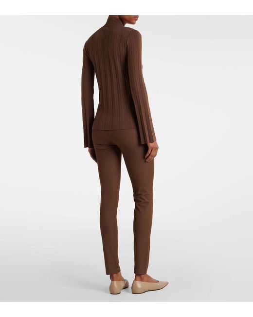 Joseph Brown Silk-Blend Plisse Turtleneck Sweater