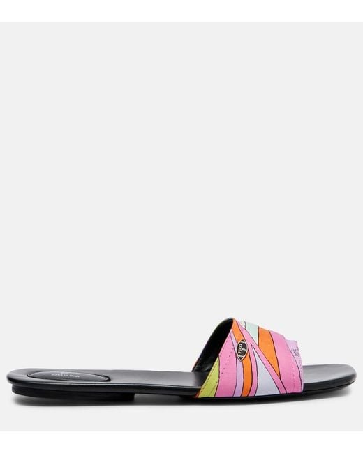Emilio Pucci White Yummy Iride Twill Slides