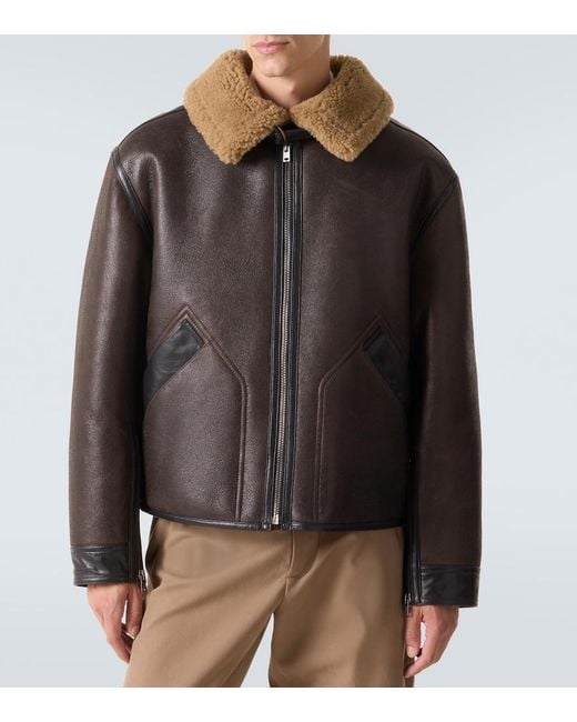Lemaire Black Shearling-Lined Leather Jacket for men