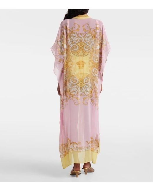 Versace Metallic Underwater Barocco Georgette Kaftan