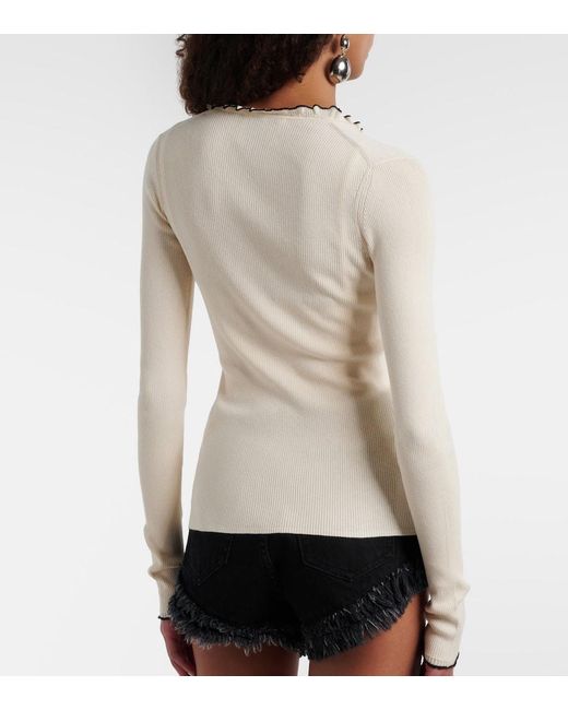 Isabel Marant Natural Izae Ribbed-Knit Silk And Cotton Cardigan