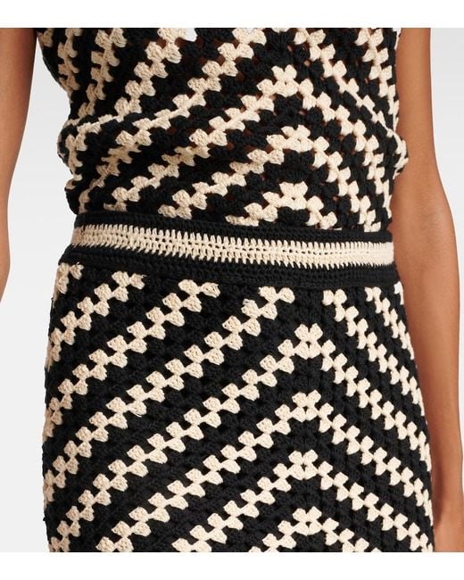 Zimmermann Black Crocheted Skirt With Fringes