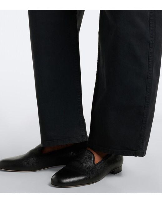 Nili Lotan Blue Tribeca Cotton Twill Barrel-Leg Pants