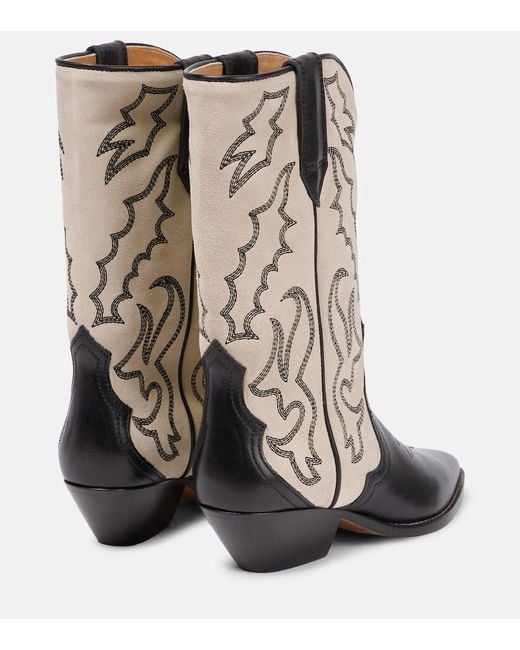 Isabel Marant Natural Duerto Leather & Suede Cowboy Boot