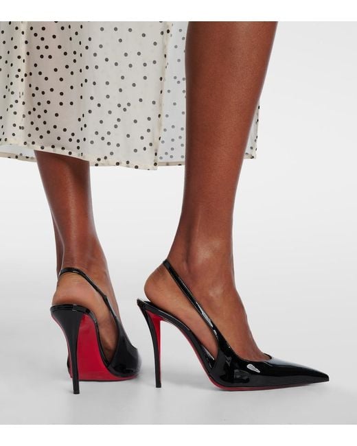 Christian Louboutin Black Miss Z Patent Leather Slingback Pumps