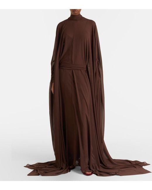 De La Vali Brown Nila Chiffon Gown