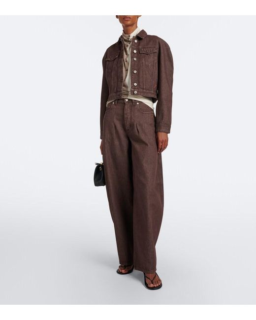 Jacquemus Brown Ovalo Cropped Denim Jacket