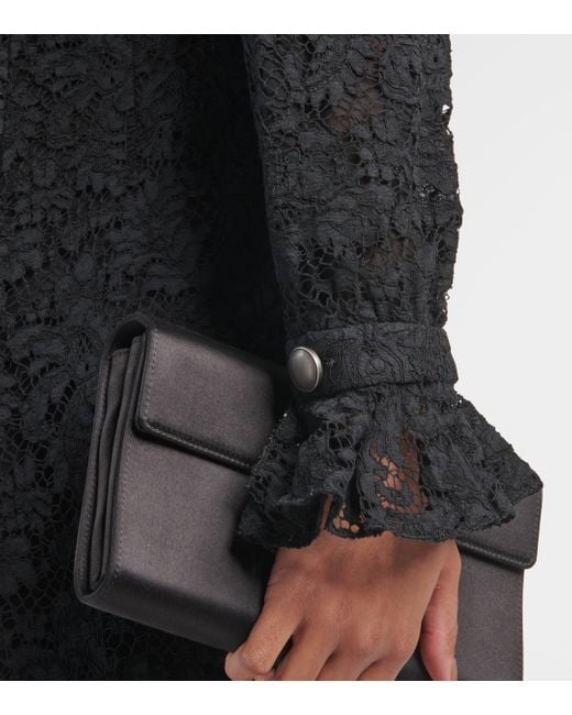 Robe midi en dentelle de coton melange Alessandra Rich en coloris Black