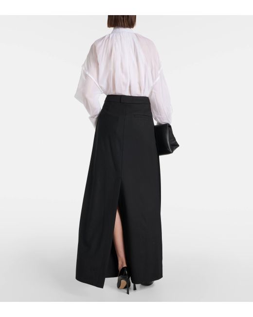 Jupe longue en laine melangee Victoria Beckham en coloris Black