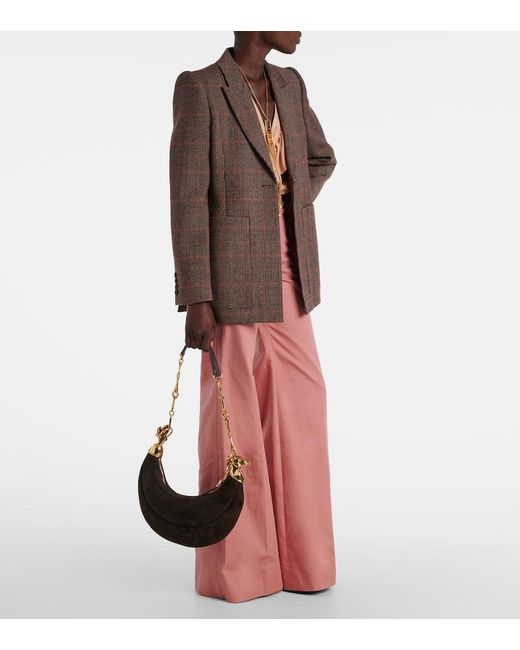 Chloé Brown Checked Virgin Wool Blazer
