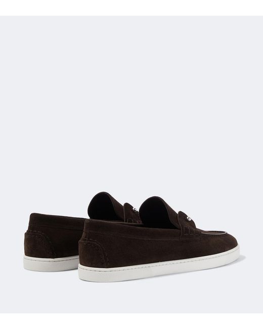 Christian Louboutin Black Chambeliboat Suede Slip-On Shoes for men