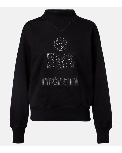 Isabel Marant Black Moby Logo Cotton-Blend Fleece Sweatshirt