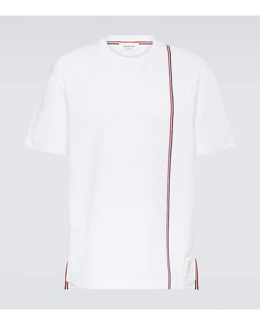 Thom Browne T-Shirt RWB Stripe aus Baumwoll-Jersey in White für Herren