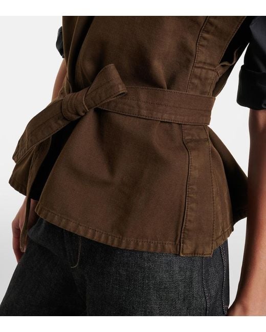 Lemaire Brown Belted Cotton Twill Top