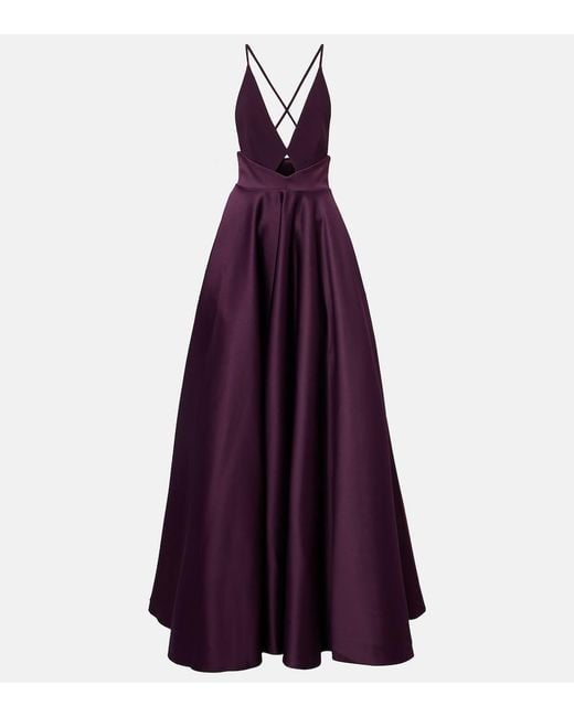 Solace London Purple Avallon Cutout Satin Gown