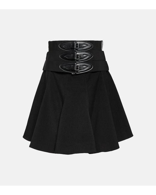 Alaïa Black Belted Wool Miniskirt