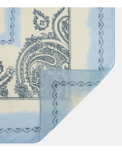 Acne Blue Printed Wool Scarf