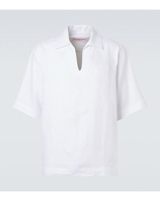 Orlebar Brown White Vincent Linen Shirt for men