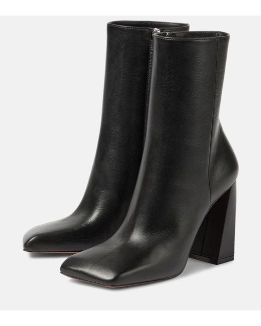 AMINA MUADDI Black Leather Heel Ankle Boots