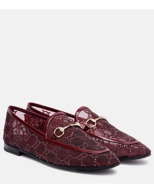 Gucci Red Gg Crystal Jordaan Loafer