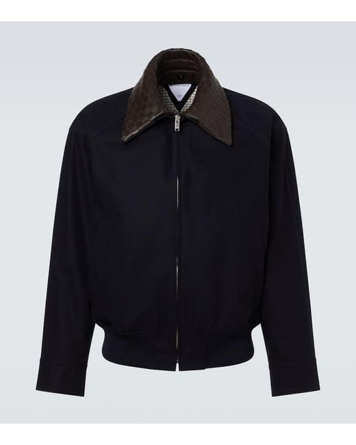 Bottega Veneta Blue Intrecciato Cotton Twill Blouson Jacket for men