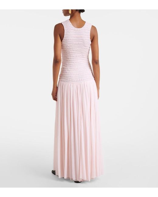Jil Sander Pink Shirred Maxi Dress