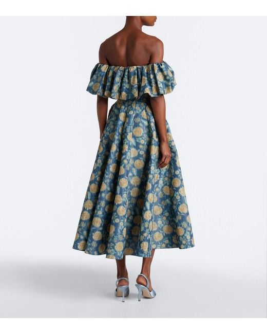 Markarian Green Freesia Floral Off-Shoulder Bustier Dress