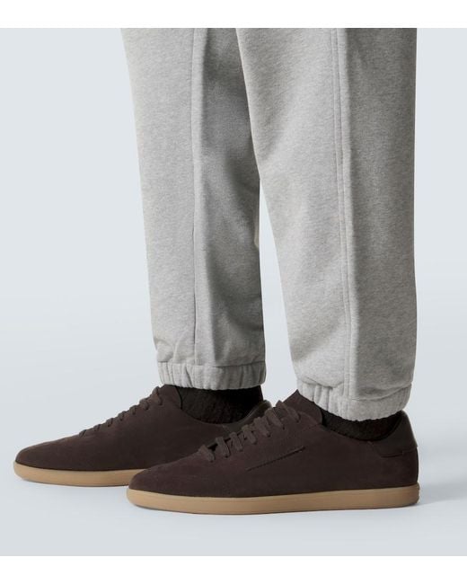 Zegna Gray Logo Cotton Sweatpants for men
