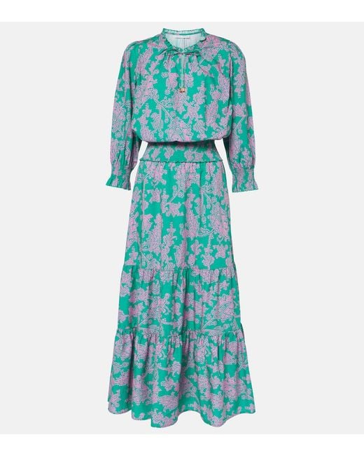 Heidi Klein Blue Santa Rosa Paisley Cotton-Blend Maxi Dress